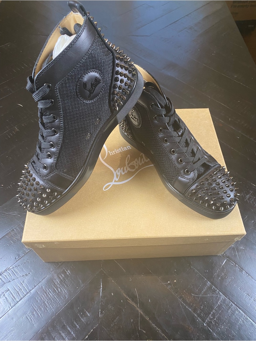 Christian Louboutin Black Spiked High-Top Sneakers